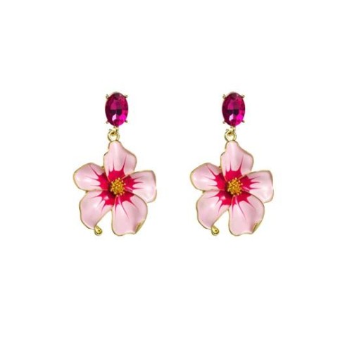 occidental style fashion personality retro new Earring exaggerating glass diamond three-dimensional flowers 