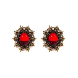 occidental style Earring retro palace style temperament brief medium resin emb..