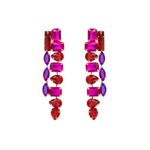 occidental style exaggerating personality Alloy long style color tassel Irregular super fully-jewelled earrings wo