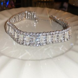 Metal fully-jewelled diamond necklace fashion temperament wind clavicle chain ..