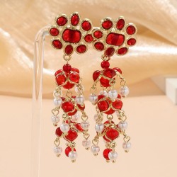 occidental style fashion brief Pearl Earring woman chain long style color Rhin..