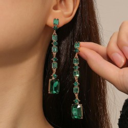 occidental style retro geometry Alloy diamond earring personality long style s..