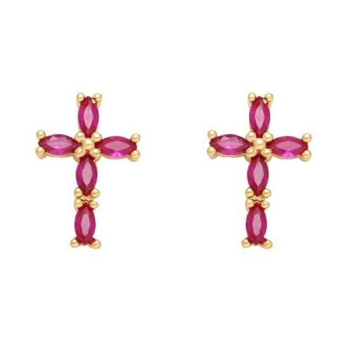 occidental style personality cross ear stud womanins fully-jewelled color zircon cross earringserr