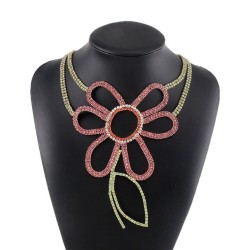 occidental style exaggerating color hollow flowers pendant necklace  daisy diamond claw chain clav