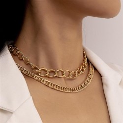 jinse  occidental style Metal Double layer high fashion trend day necklace wom..