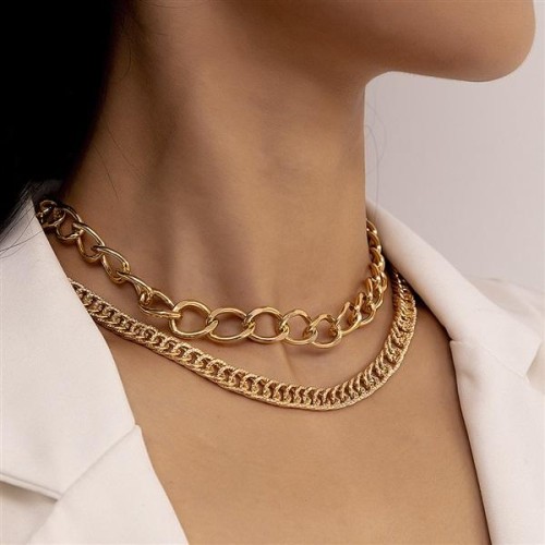 jinse  occidental style Metal Double layer high fashion trend day necklace woman