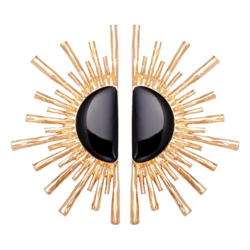 summer geometry half sun flower Alloy diamond ear stud personality woman occidental style fashion wind