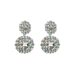R same style earrings Alloy mosaic gem geometry ear stud brilliant temperament..