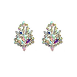 occidental style fashion geometry Irregular earrings tree Alloy diamond earrin..
