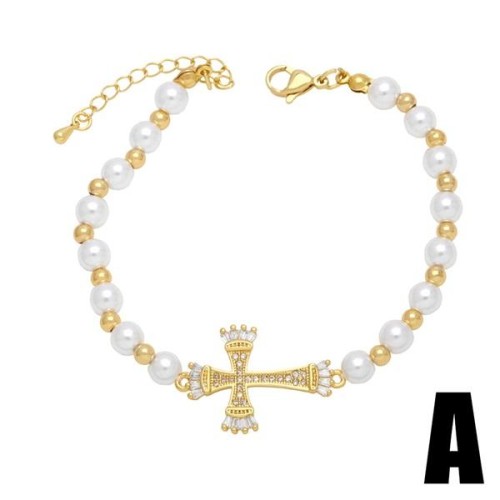 cross imitate Pearl bracelet woman occidental style high brief all-Purpose braceletbrb