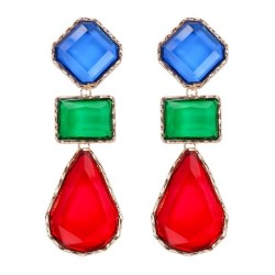 retro classic color geometry splice color earrings medium samll geometry color..