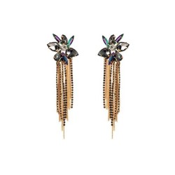  occidental style spring earrings Rhinestone long style tassel Earring Alloy d..