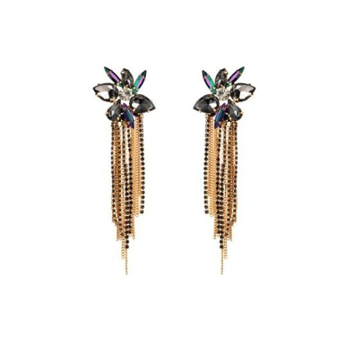  occidental style spring earrings Rhinestone long style tassel Earring Alloy diamond geometry ear stud