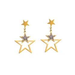 Korean style fashion personality Five-pointed star love titanium steel diamond..