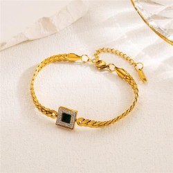occidental style titanium steel color square diamond bracelet woman snake chai..