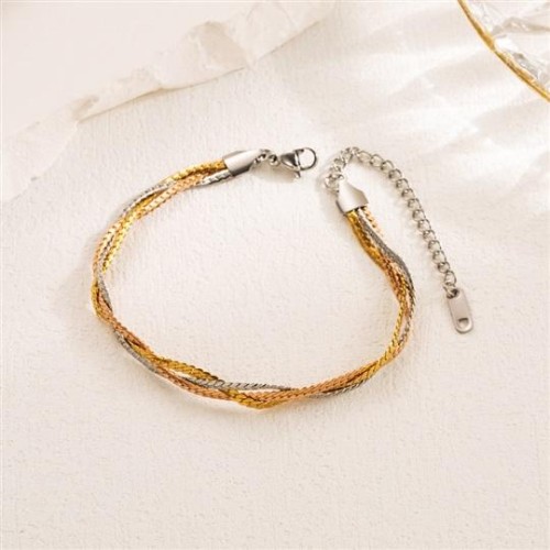 occidental style fashion brief fresh woman punk Metal titanium steel color circle twisted chain bracelet