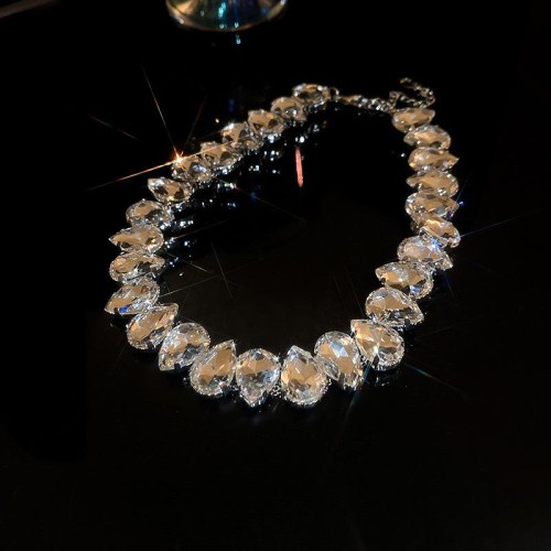 personality wind diamond crystal drop necklace occidental style samll fashion 