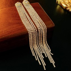  diamond zircon long style tassel silver earrings fashion all-Purpose elegant ..