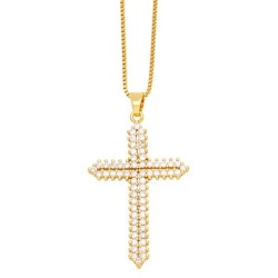 occidental style retro cross necklace personality fashion embed color zircon c..