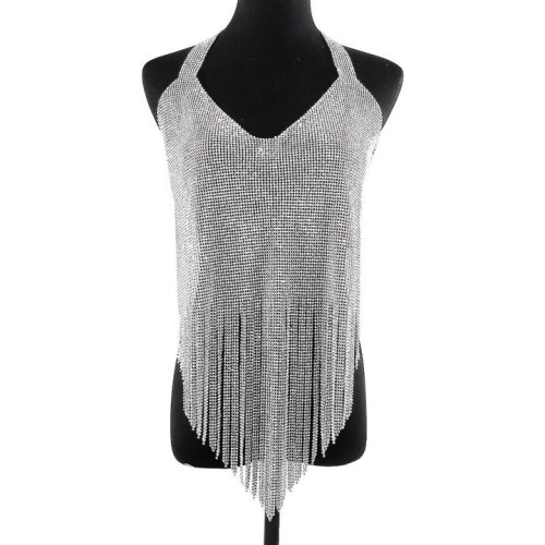 occidental style exaggerating tassel long style Sling  trend fully-jewelled brilliant temperament chain
