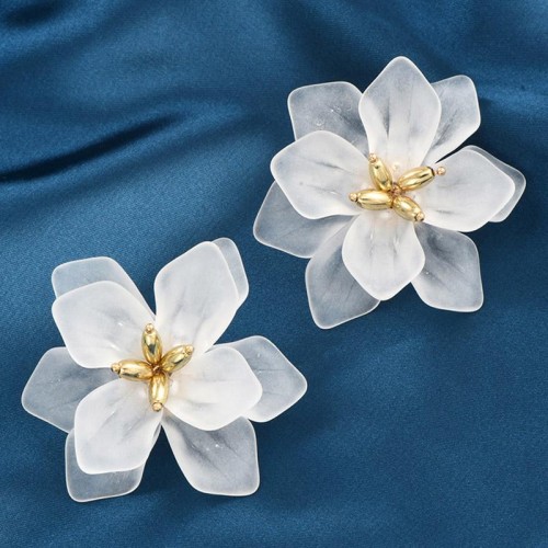 fashion  concise sweet wind three-dimensional big flowers temperament ear stud