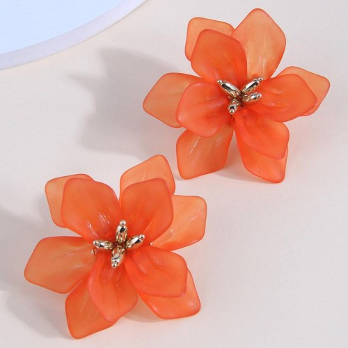 fashion  concise sweet wind three-dimensional big flowers temperament ear stud