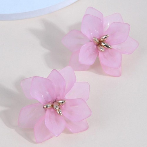 fashion  concise sweet wind three-dimensional big flowers temperament ear stud