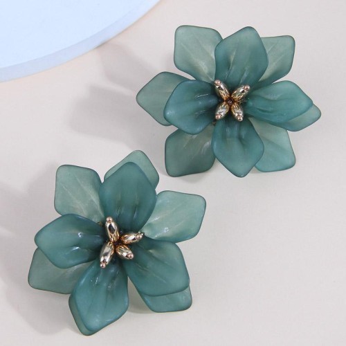 fashion  concise sweet wind three-dimensional big flowers temperament ear stud