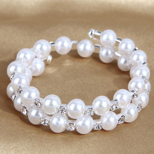  fashion concise all-Purpose Rhinestone Pearl temperament woman bangle
