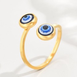 fashion stainless steel concise eyes opening personality ring