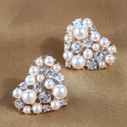 Korean style fashion sweetOL concise Pearl love temperament woman ear stud