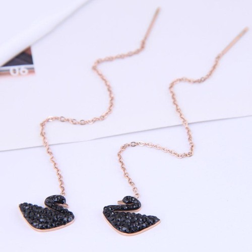 fashion sweetOL titanium steel black swan personality woman earring