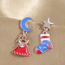 fashion sweetOL Moon and stars christmas  christmas asymmetry personality ear ..