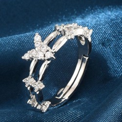 fashion bronze sweetOL concise embed Zirconium personality woman opening ring