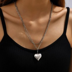 Korea fashion concise stainless steel concise Peach heart Double layer persona..