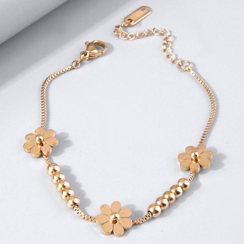 fashion sweetOL titanium steel concise chrysanthemum personality woman bracelet