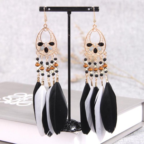 fashion concise drop elegant feather temperament woman earrings