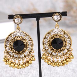 fashion retro flash diamond Round temperament woman earring