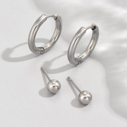 fashion concise stainless steel buckle ear stud set man