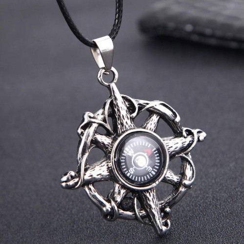 fashion retro Compass temperament personality man necklace