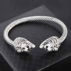 fashion retro lion head exaggerating man opening bangle