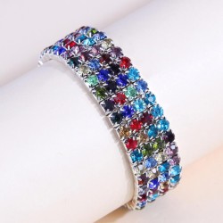 fashion concise four row colorful diamond woman elasticity personality bracele..
