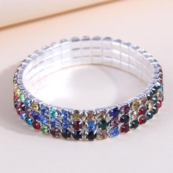 fashion concise three row colorful diamond woman elasticity personality bracel..