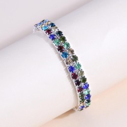 fashion concise two row colorful diamond woman elasticity personality bracelet