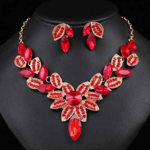 occidental style exaggerating retro necklace set woman luxurious crystal banquet clavicle chain