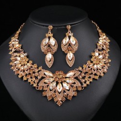 occidental style exaggerating retro necklace set woman luxurious crystal banqu..