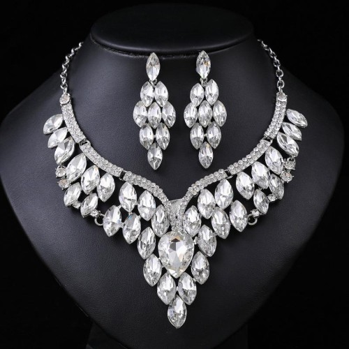 occidental style exaggerating retro necklace set woman luxurious crystal banquet clavicle chain