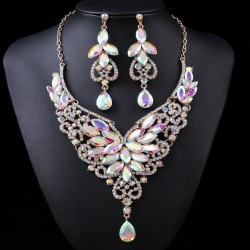 occidental style exaggerating retro necklace set woman luxurious crystal banqu..