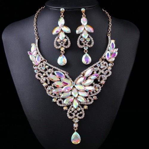 occidental style exaggerating retro necklace set woman luxurious crystal banquet clavicle chain