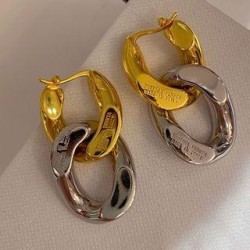 occidental style gold silver color wind Metal chain earrings brief establishment splice earring woman